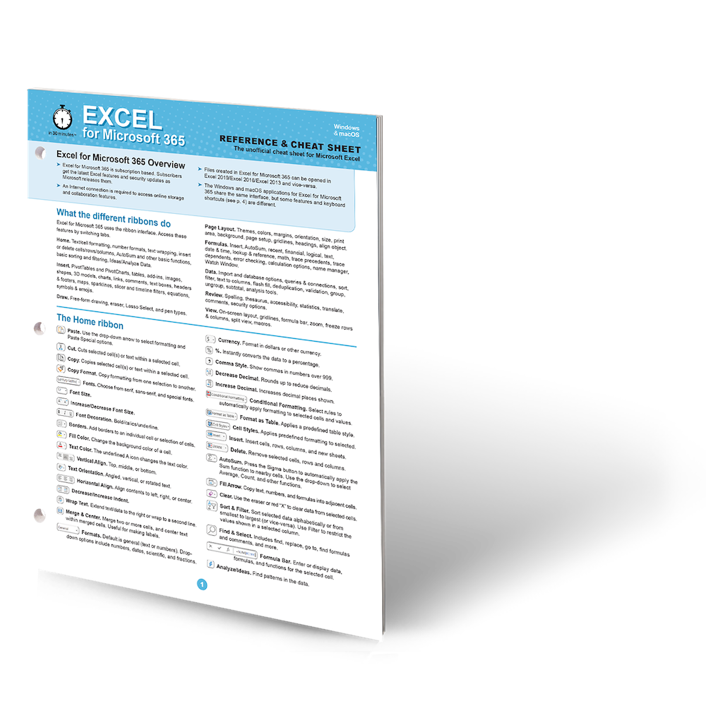 Excel for Microsoft 365 Cheat Sheet