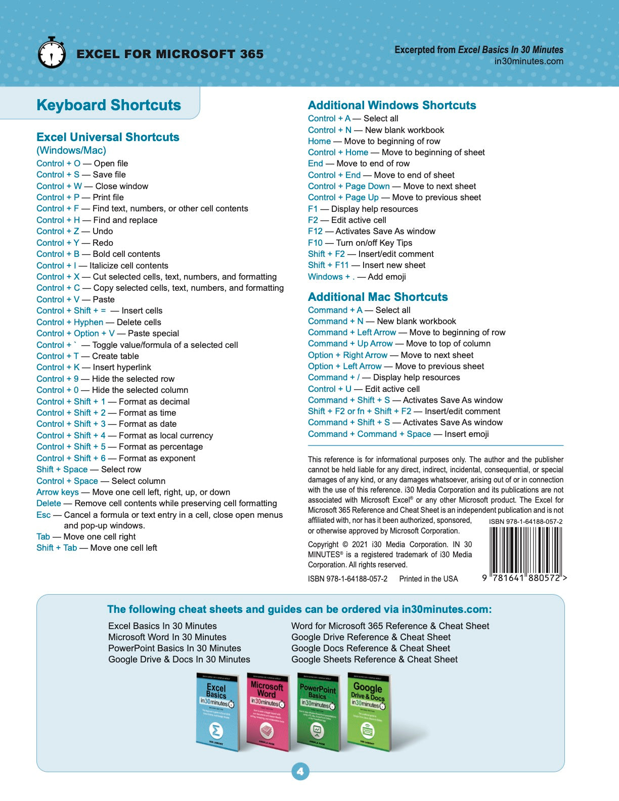 Microsoft Office Cheat Sheet 5-Pack (Windows/macOS)