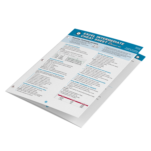 Excel INTERMEDIATE Cheat Sheet for Microsoft 365