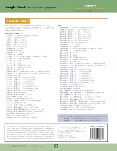 Google Sheets Cheat Sheet