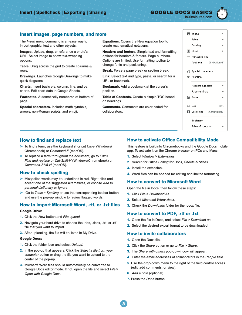 Google Docs Cheat Sheet