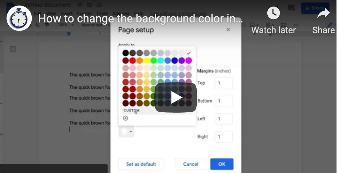 How to quickly change the background color in Google Docs