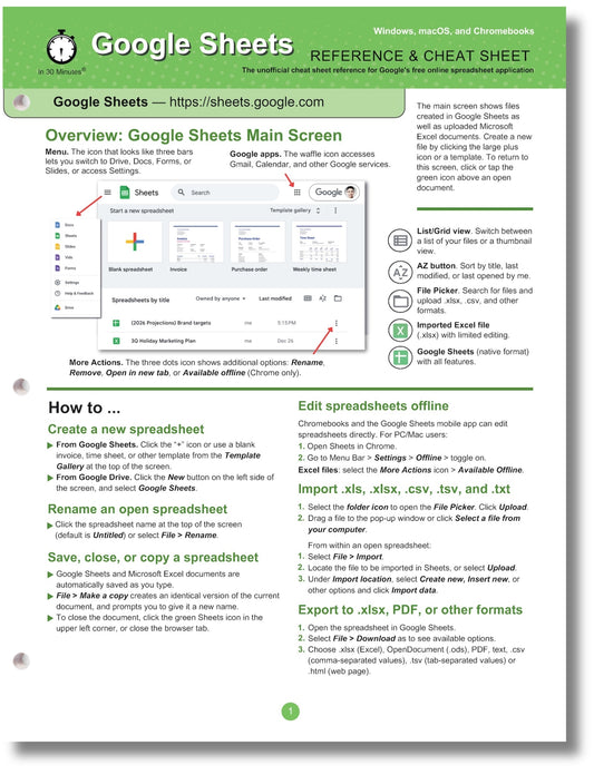Google Sheets Cheat Sheet