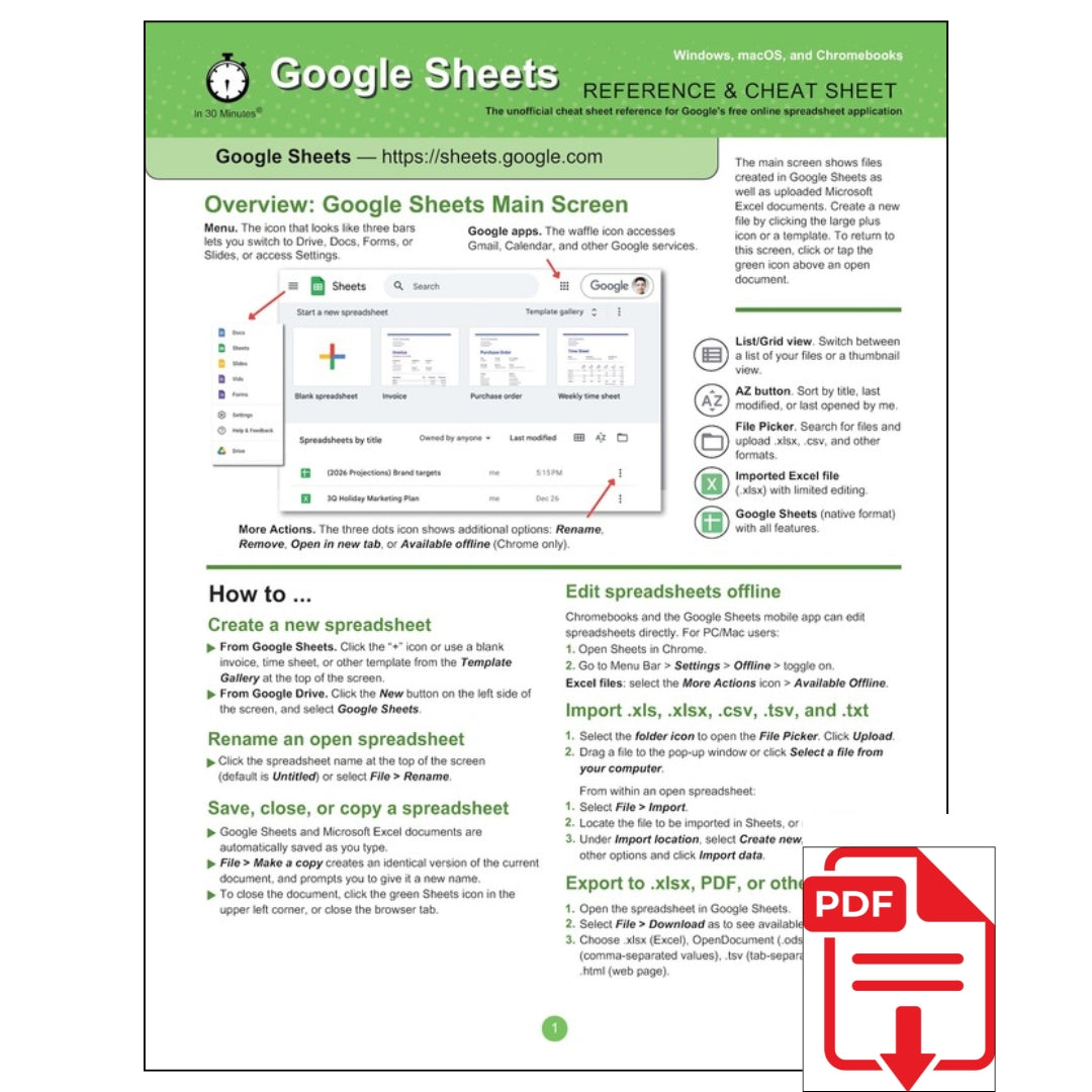 Google Sheets Cheat Sheet