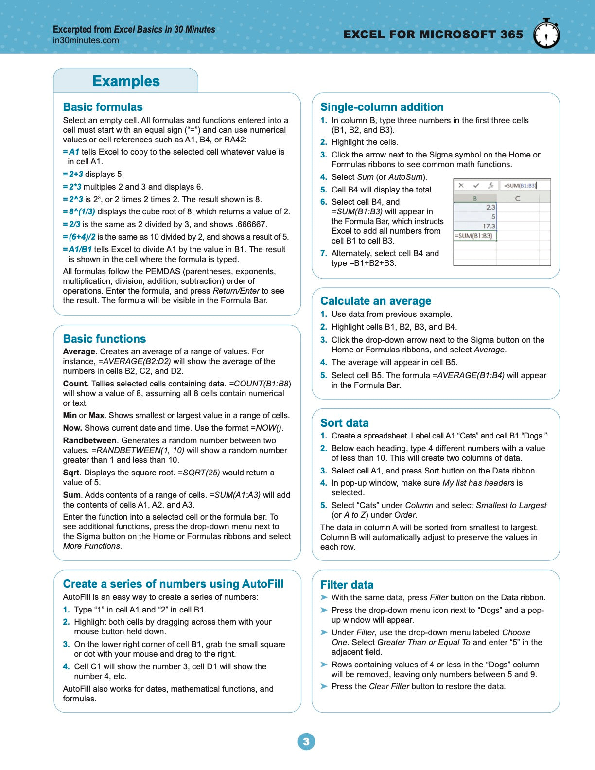 Excel for Microsoft 365 Cheat Sheet