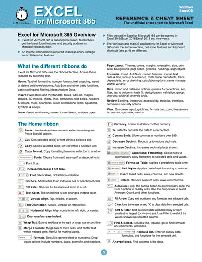 Excel for Microsoft 365 Cheat Sheet