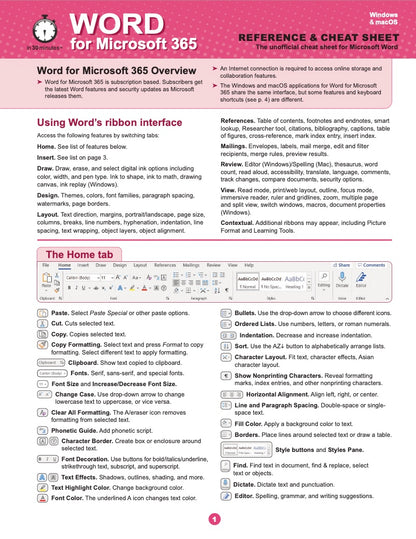 Word for Microsoft 365 Cheat Sheet